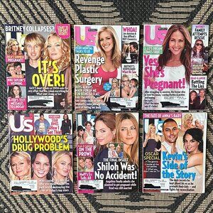 Lot of 6 US Weekly Magazines Y2K Vintage 2007 Celeb Gossip Britney,Kate,Lindsay